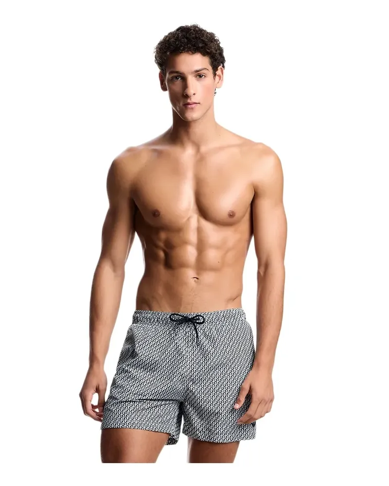 Emporio Armani Herren-Badeanzug mit gemischtem Muster (GA Weiß