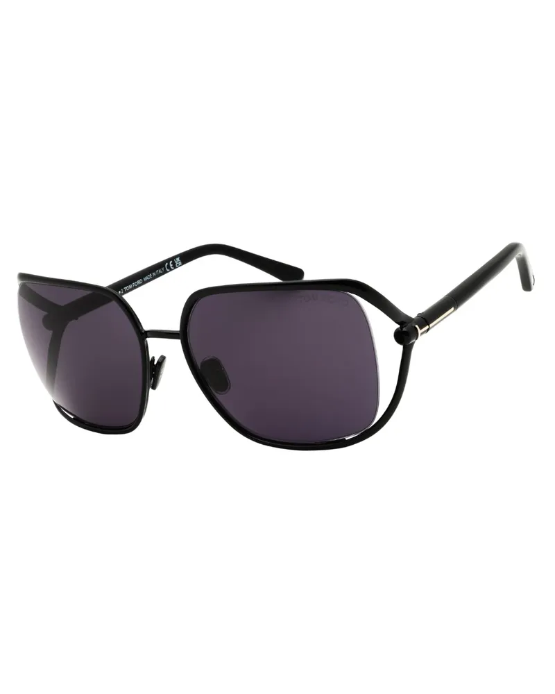 Tom Ford Sonnenbrille Mit Glänzend Schwarzem Rahmen Und Rauchfarbenem Design Schwarz