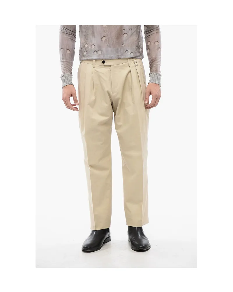 John Richmond Plisseehose LEXNDER mit Nietendetails - Beige Beige