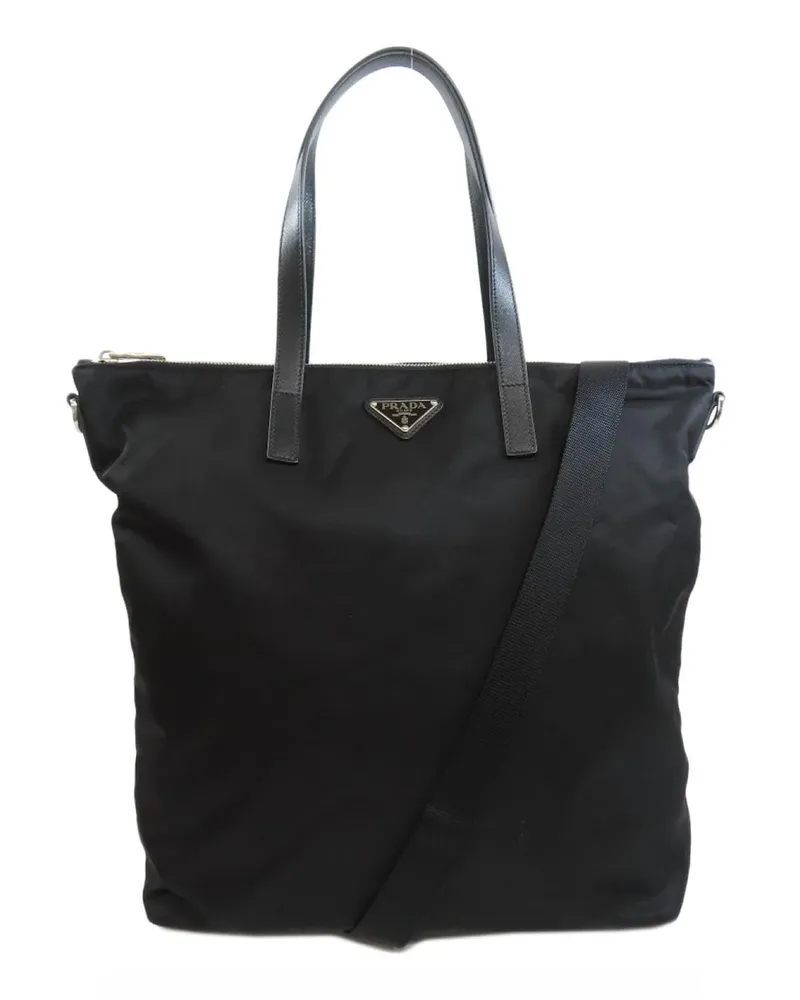 Prada Pattina Tote aus Nylon - Schwarz Schwarz