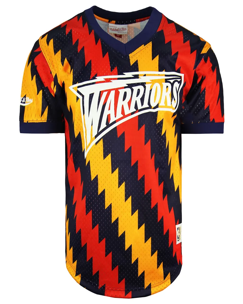 Mitchell & Ness NBA Golden State Warriors Wordmark Mesh Mens T-Shirt Mehrfarbig
