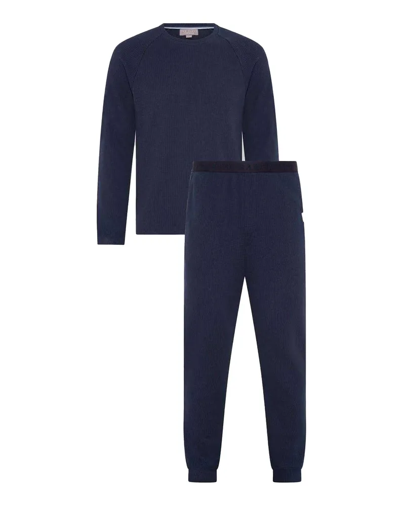 Ted Baker Schlafanzug mit langer Hose für Herren, Rundhalsausschnitt, Regulär (Marine Marineblau