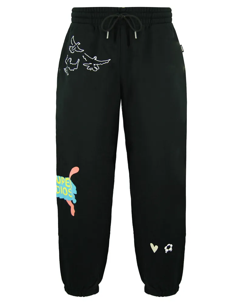 Puma x Kidsuper Studios Stretch Taille Black Mens Graphic Joggers 598991 01 Schwarz
