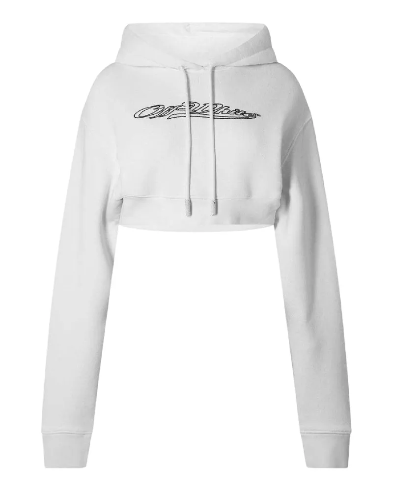 OFF-WHITE Off White - "Bling Baseball" Kurz-Hoodie für Damen, Baumwolle (Weiß Weiß