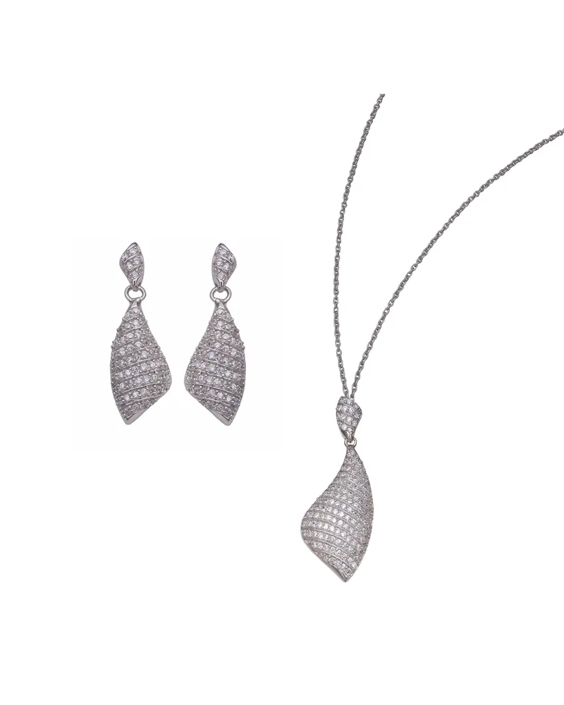 Orphelia Damen 925 Sterling Silber Set: Kettenanhänger + Ohrringe - Silber SET-5884 Silber