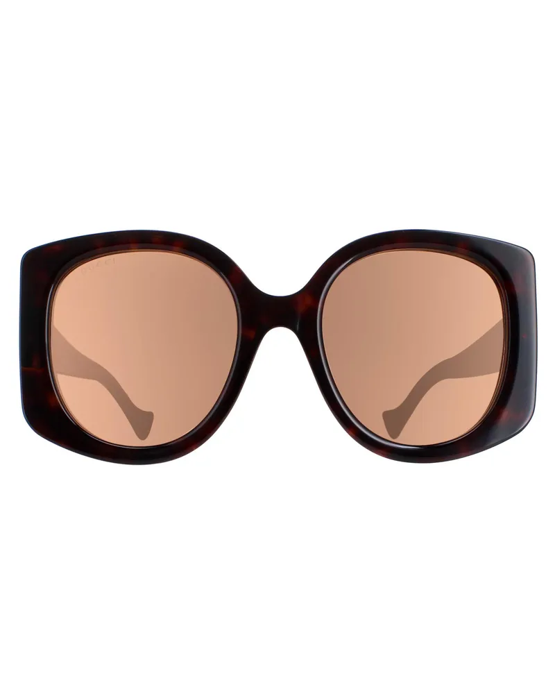 Gucci Rund Damen Dunkel Havanna Braun GG1257S Braun