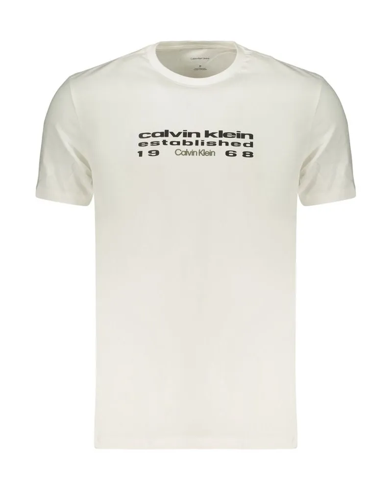 Calvin Klein Weißes Baumwoll-T-Shirt für Herren Grün