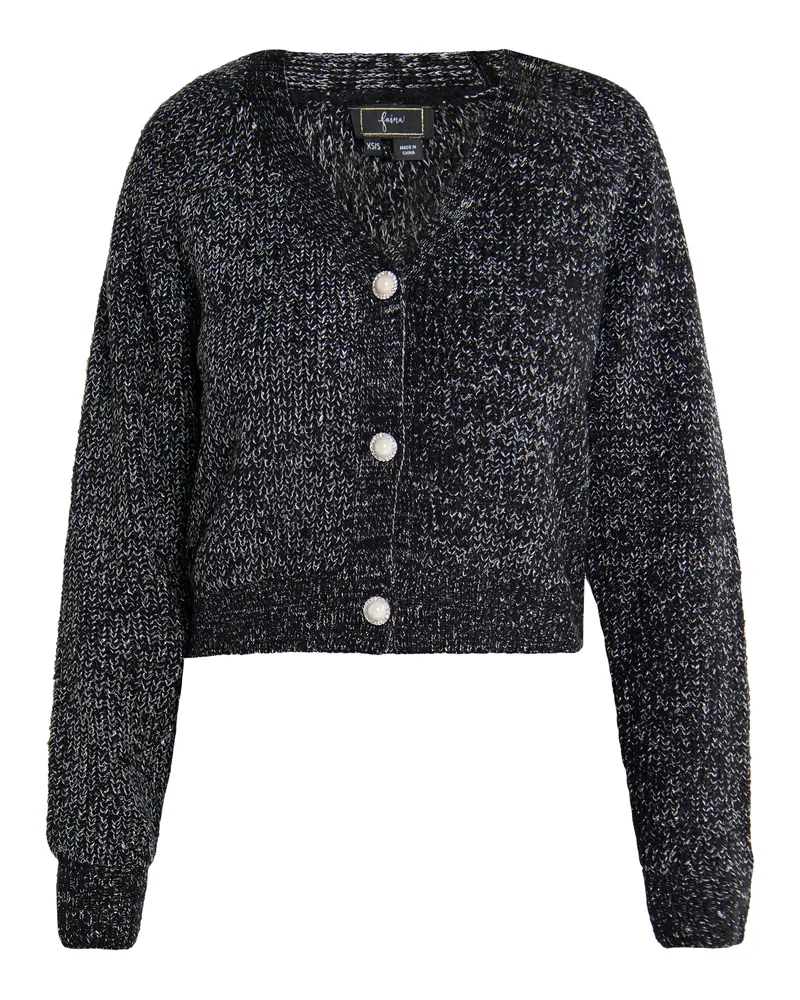 FAINA Strickjacke Damen Schwarz Melange Silber Schwarz