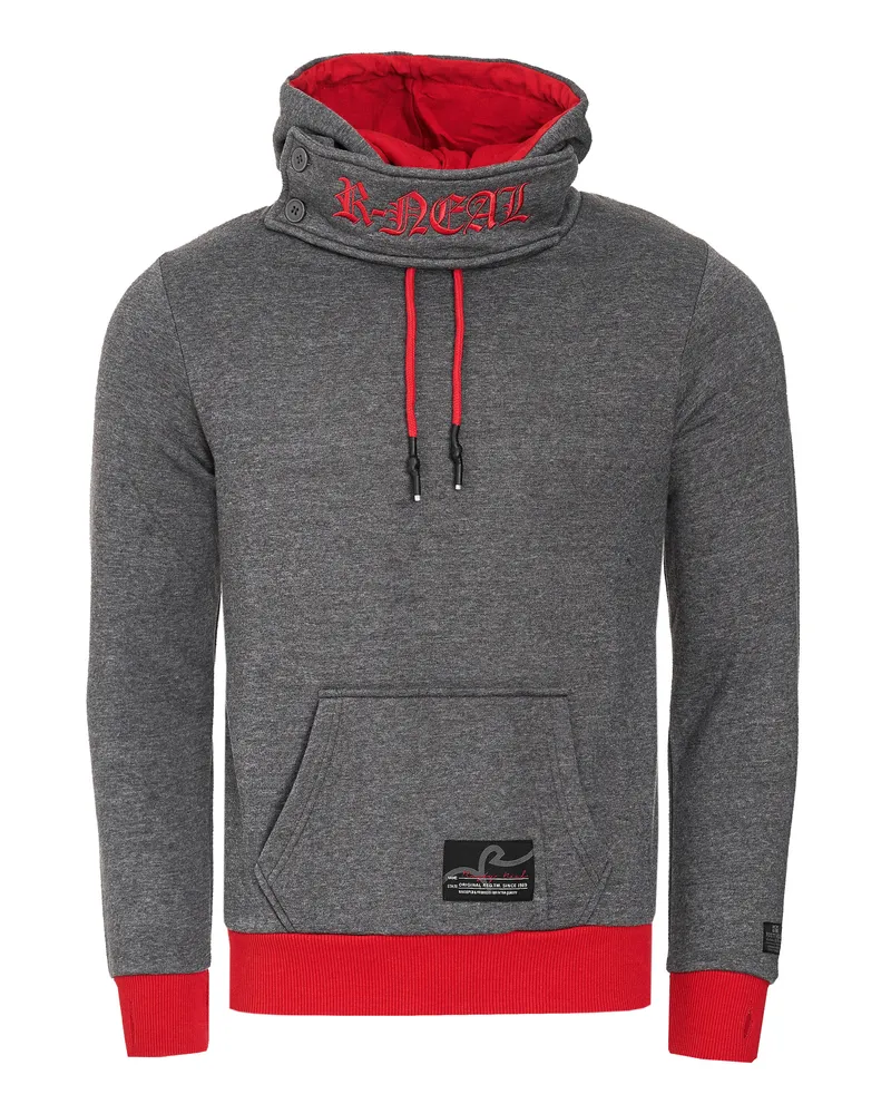 Rusty Neal Stehkragen Sweatshirt mit Kapuzen Dunkelgrau