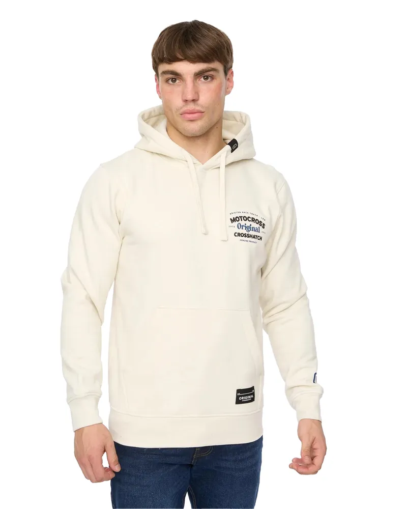 CrossHatch Motocross" Kapuzenpullover für Herren (Helles Steingrau Creme