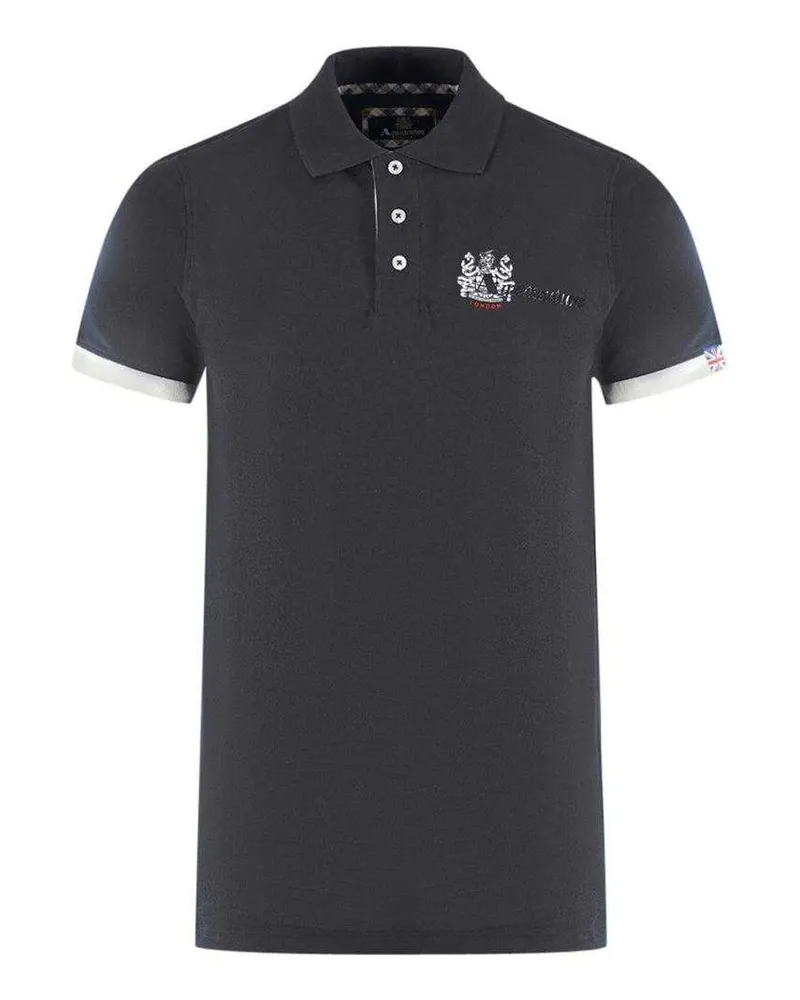 Aquascutum London Aldis" Poloshirt für Herren/Damen Unisex (Schwarz Schwarz
