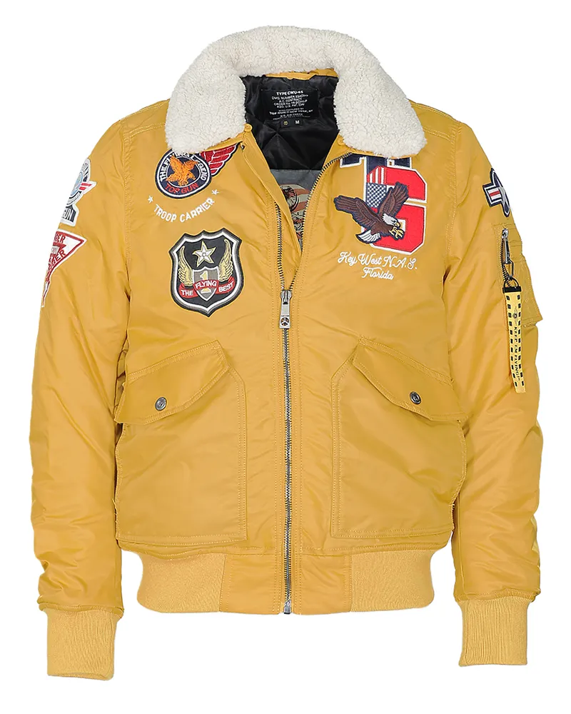 Top Gun Bomberjacke TG23002 mit Kunstfellkragen Gelb