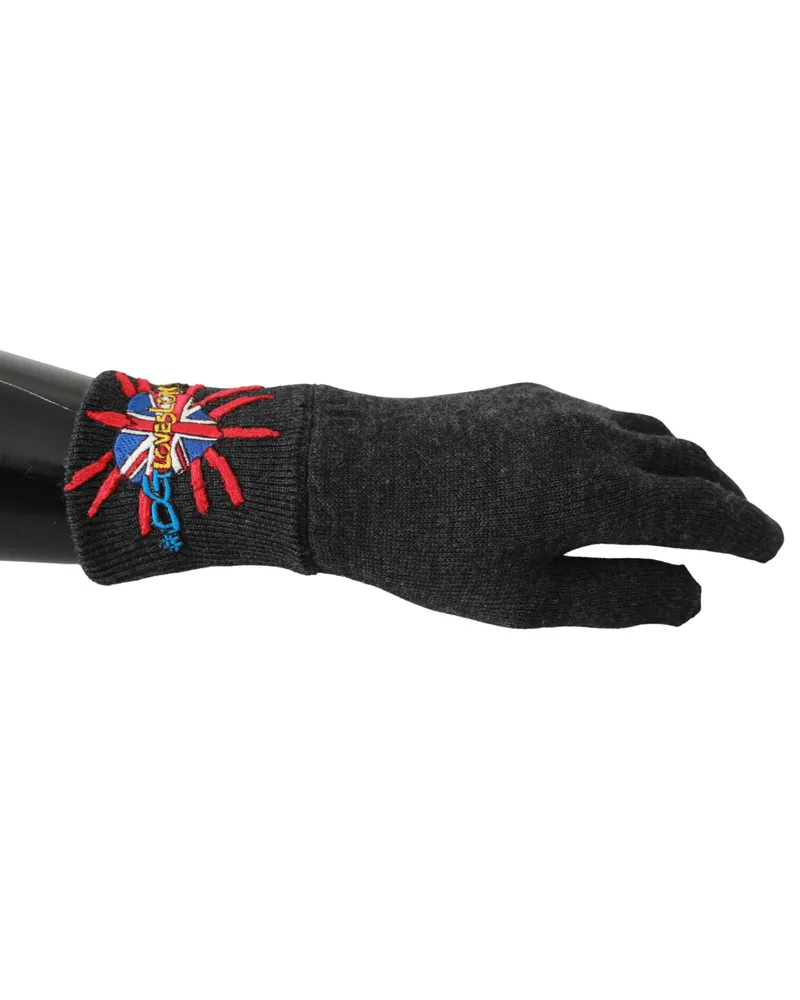 Dolce & Gabbana Gray # Dmen'slondon Broidered Wool Men's Gloves Grau