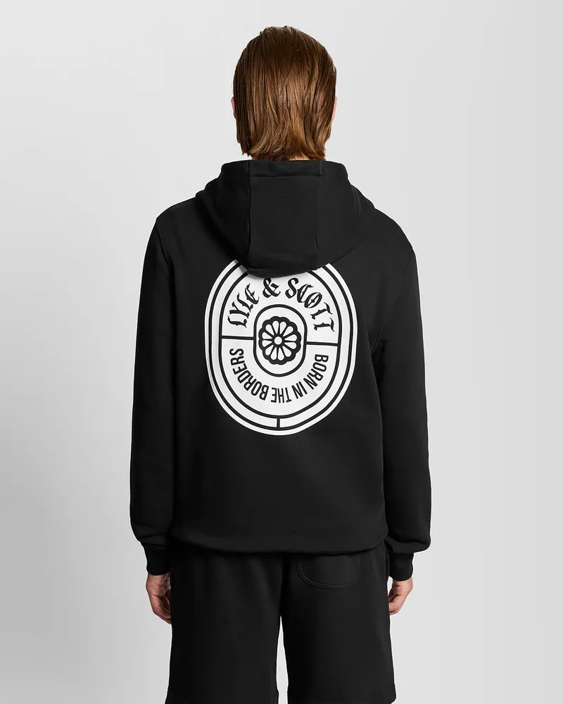 Lyle & Scott Grafisches Abzeichen Baumwoll-Hoodie Schwarz