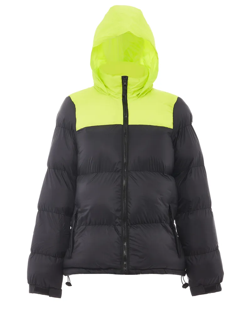 My Mo Wattierte Steppjacke Damen Schwarz Saure Limette Schwarz
