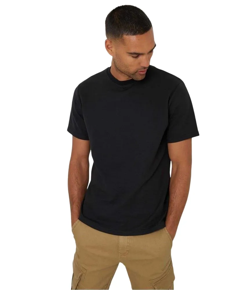 Threadbare T-Shirt für Herren, Rundhalsausschnitt, Strukturiert, Regulär (Schwarz Schwarz