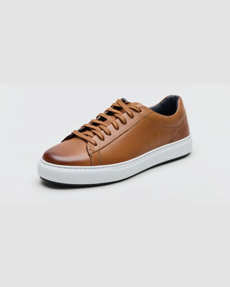 Ben Sherman Ace Cupsole Leder Herren Sneaker in Tan Braun