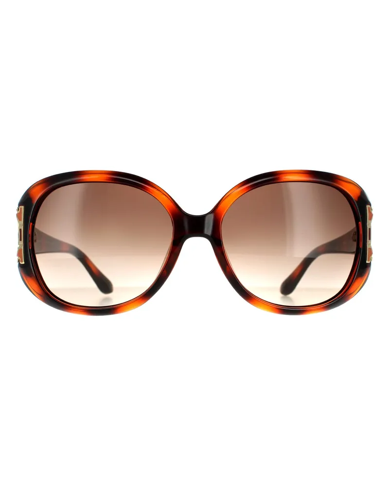 Ferragamo Oval Damen Schildkröte Braun Gradient Sonnenbrille Braun