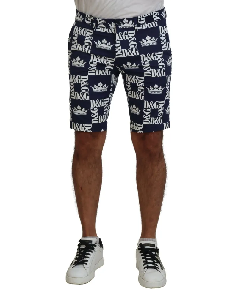 Dolce & Gabbana Krone Druck Shorts Sommerstil Marineblau