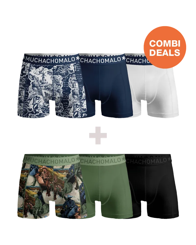 Muchachomalo Herren Boxershorts – 3+3 Stück – Herren Unterhosen Mehrfarbig