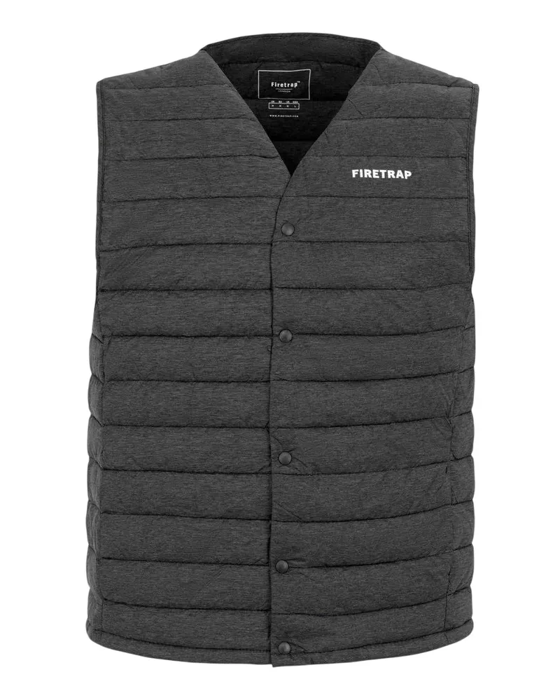Firetrap Weste für Herren, Gesteppt (Dunkelgrau Marl Grau