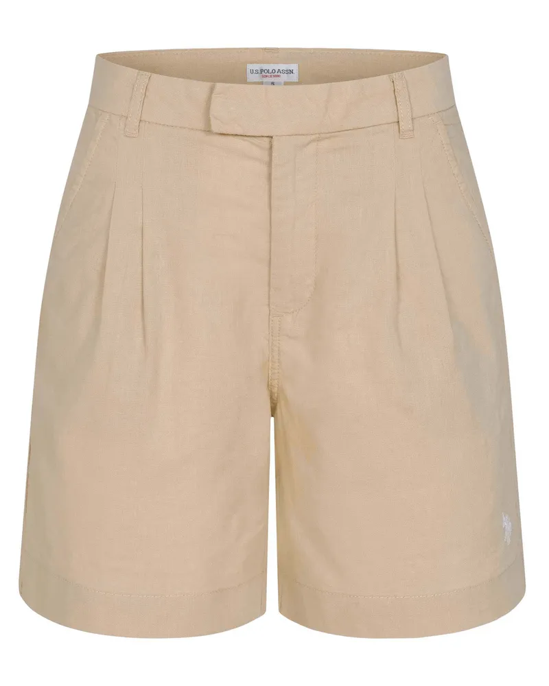 U.S. Polo Assn.  Damen Leinenshorts aus Leinen-Baumwollmix Beige