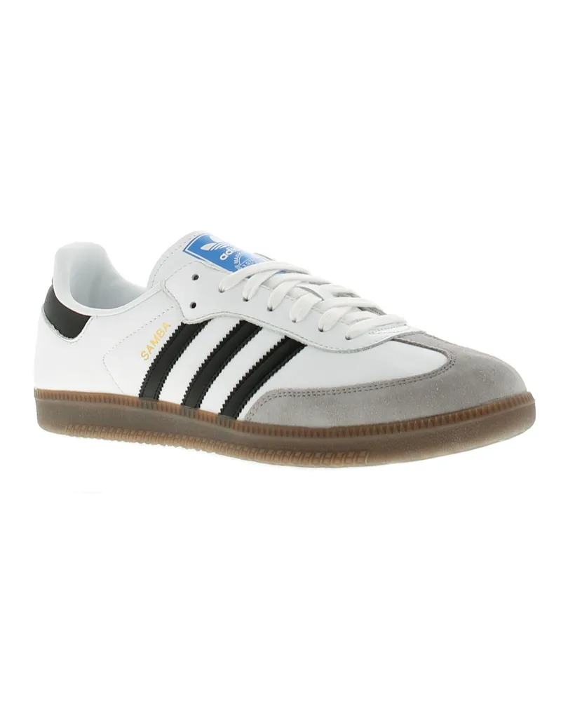 adidas Herren Sportschuh aus Lederobermaterial mit Wildleder- und Goldfoliendetails, Schnürung mit synthetischem Leder Weiß