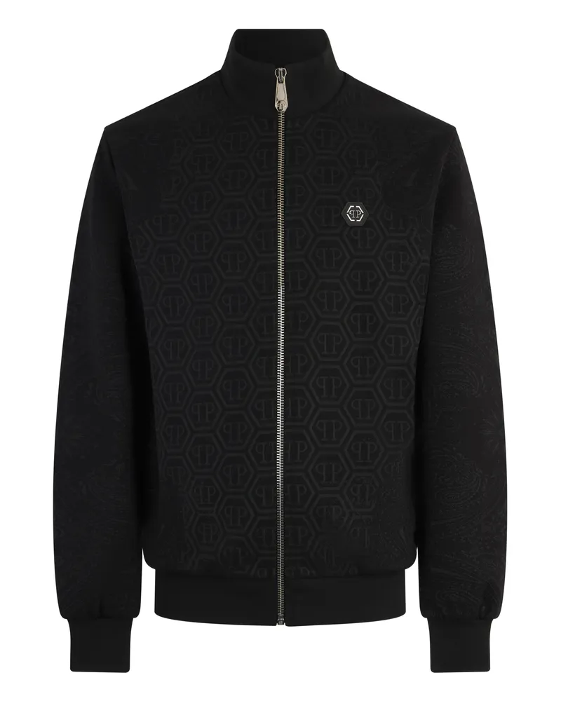 Philipp Plein Tracksuit Jacket Jacquard Monogram Paisley Schwarz