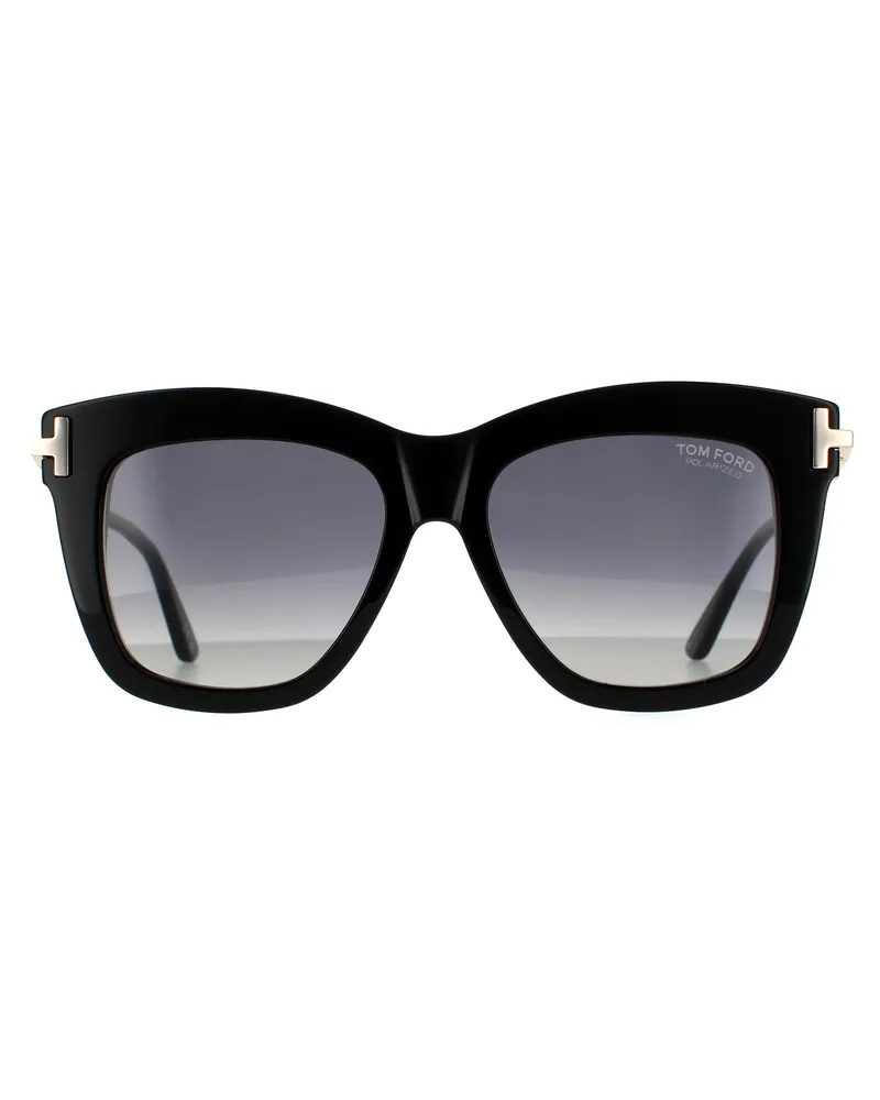 Tom Ford Square Womens Shiny Black Smoke Gradient Polarized Schwarz