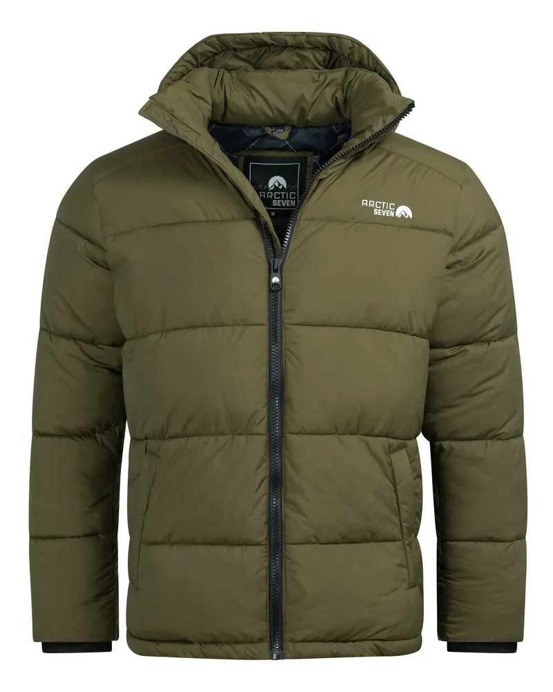 Arctic Seven Herren Winter Steppjacke AS-333 – warm, sportlich, wasserabweisend Oliv