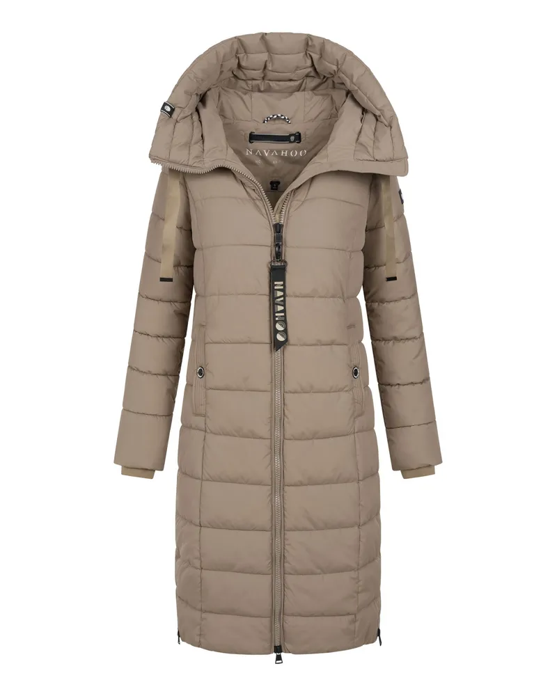 NAVAHOO Gesteppter Wintermantel „Mondmädchen“ mit Kapuze und Fleecefutter für Damen - Grau Grau