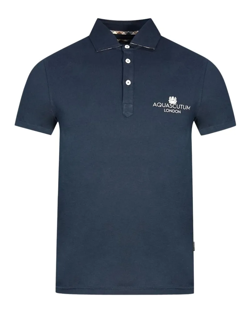 Aquascutum London Bold Logo Marineblaues Poloshirt Blau