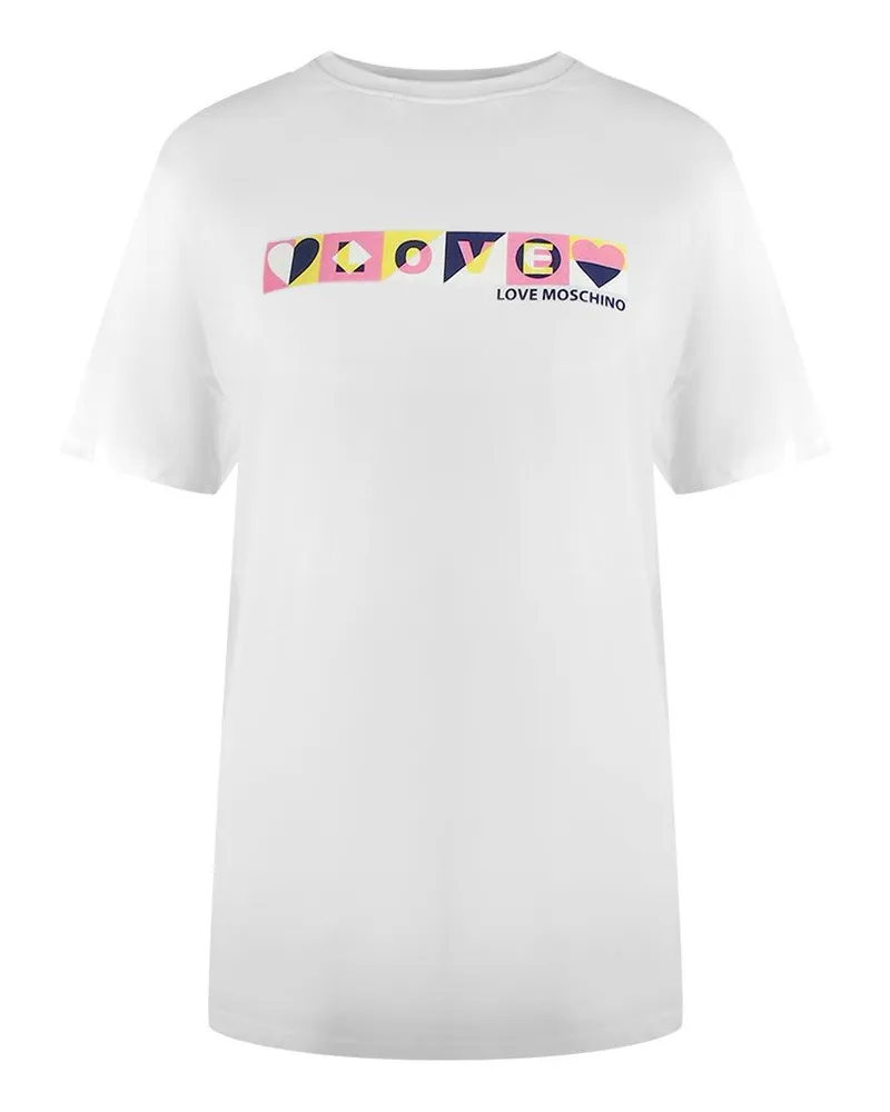 Moschino T-Shirt für Damen, Blockfarben (Weiß Weiß