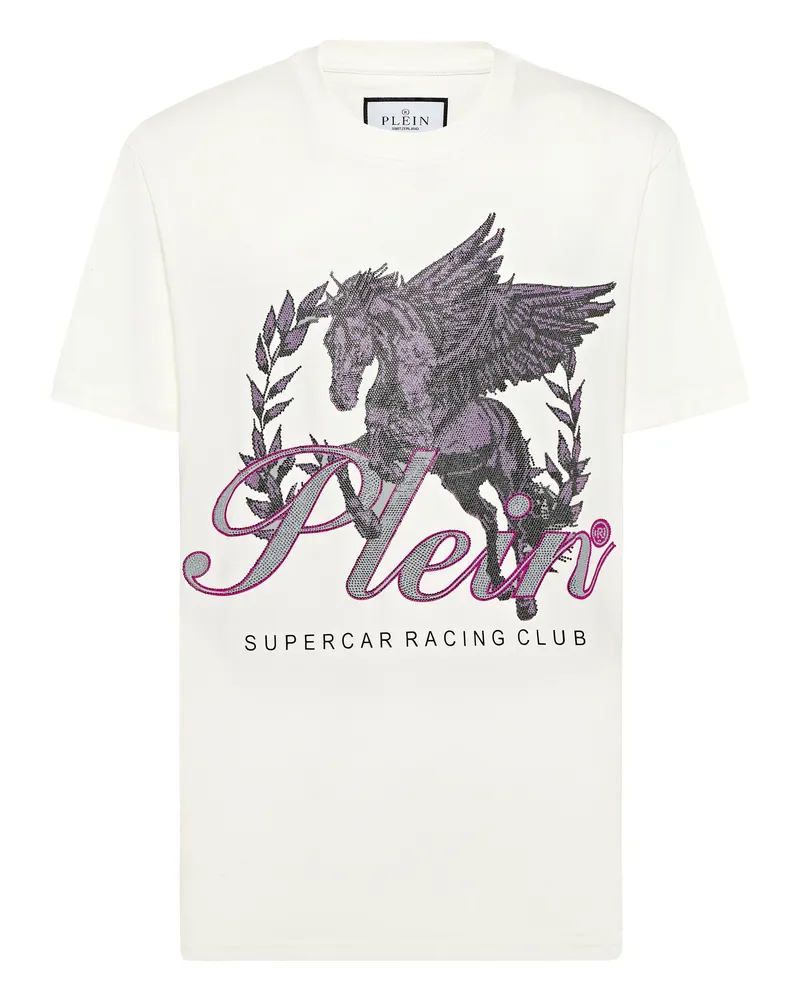 Philipp Plein Rundhals-T-Shirt Racing - Weiß Weiß