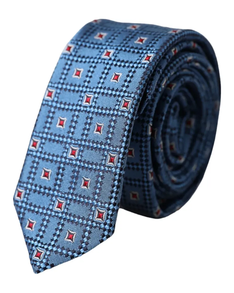 Dolce & Gabbana Blaue geometrische Krawatte Hellblau