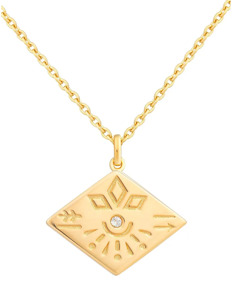 cai Halskette 925 Sterling Silber Topas Tattoo Motiv Raute Gold