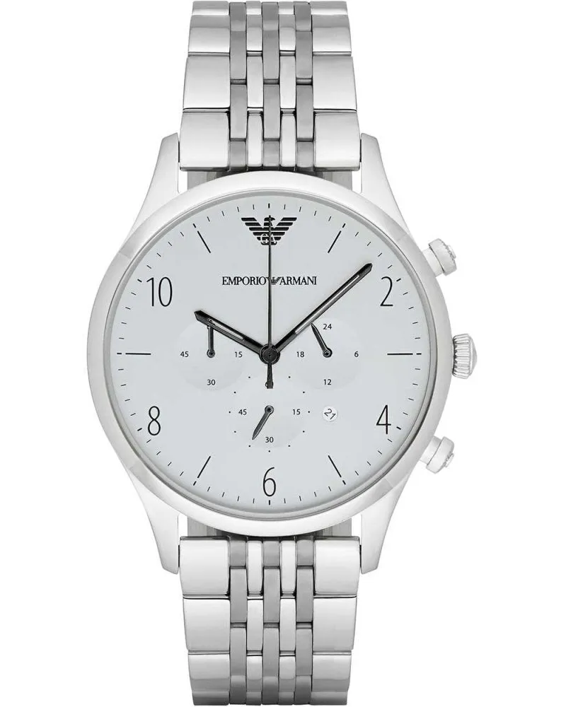 Emporio Armani AR1879 Klassischer Chronograph Herrenuhr Silber