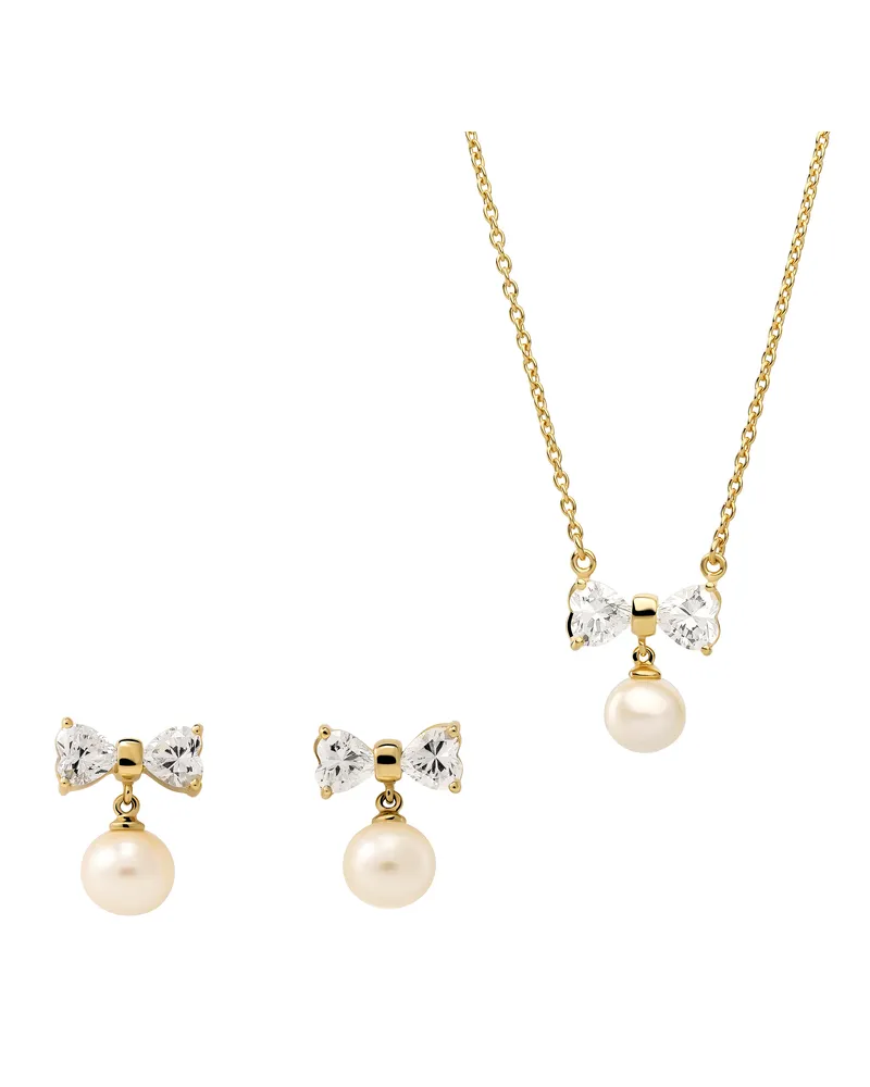 Orphelia Sparkle' Damen 925 Sterling Silber Set: Kettenanhänger + Ohrringe - Gold SET-7512 Gold