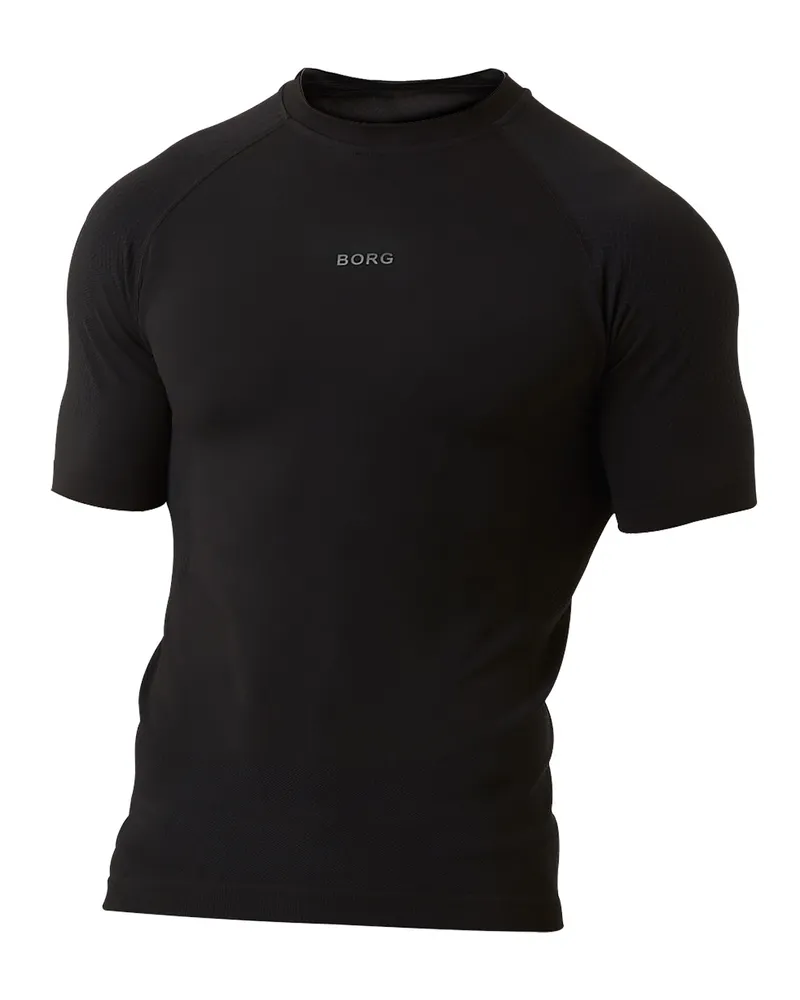 Björn Borg Björn Borg - Mens Short Sleeve Seamless Running T-Shirt - Schwarz Schwarz