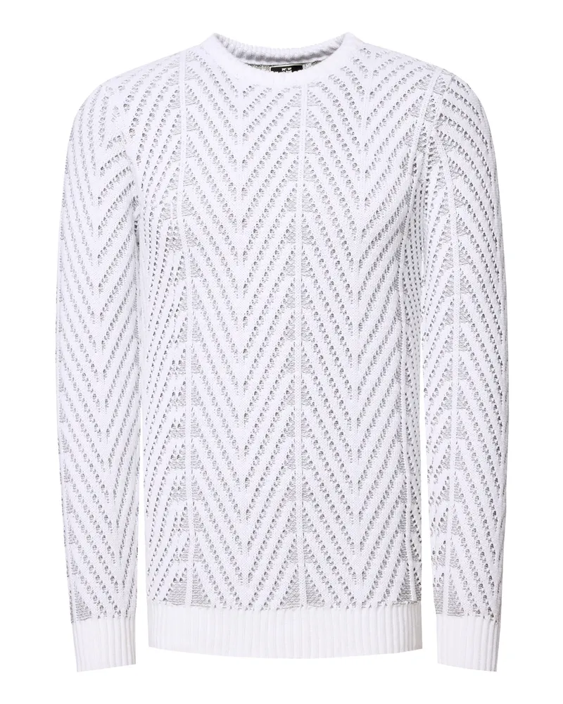 Rusty Neal Grobstrick mit Muster Rundhals-Pullover Weiß