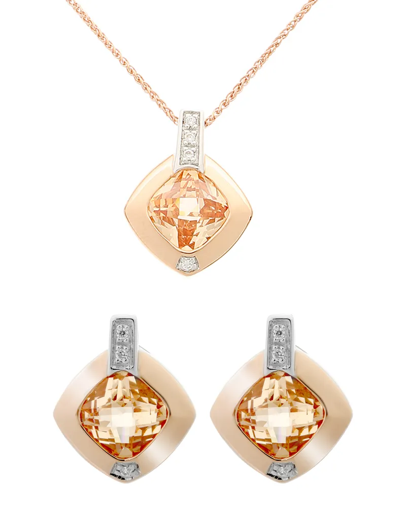 Orphelia Athena' Damen 925 Sterling Silber Set: Kettenanhänger + Ohrringe - Silber/Rosé SET-7113 Silber