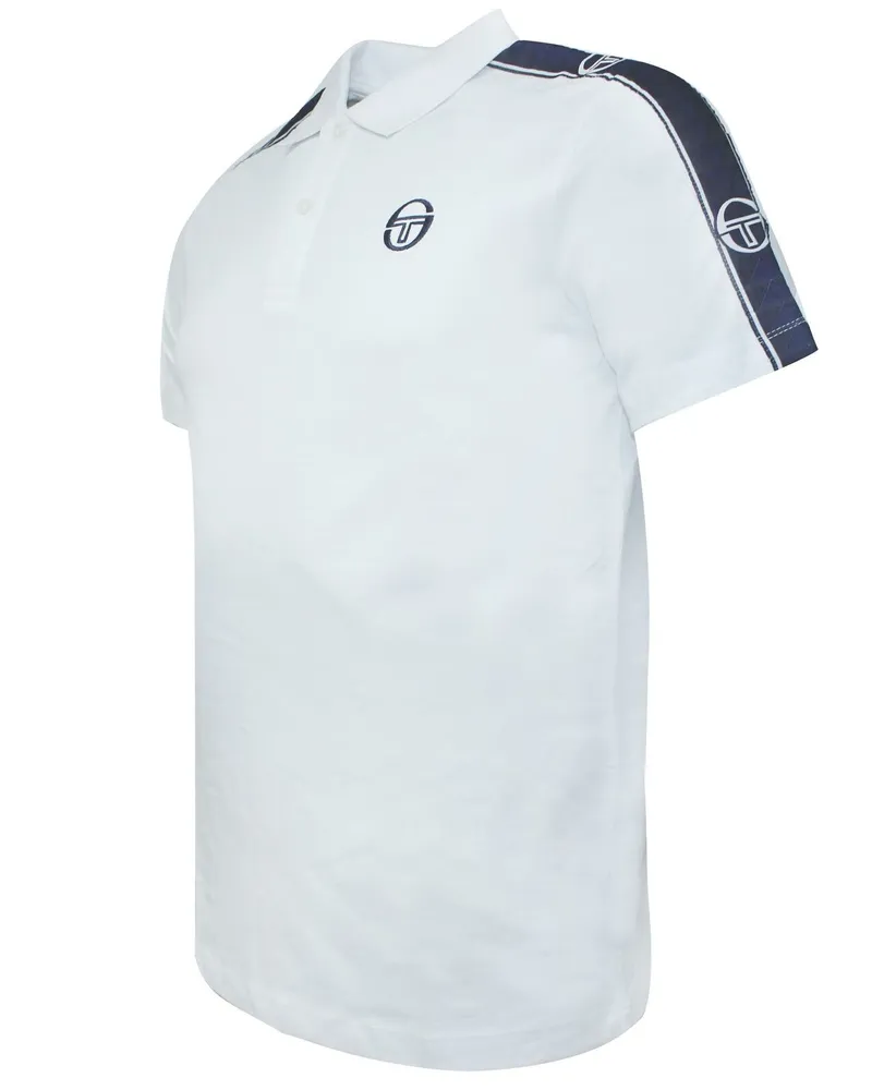 Sergio Tacchini Herren Foley Polo -Hemd mit weißem Top 38731 100 geklebt Weiß