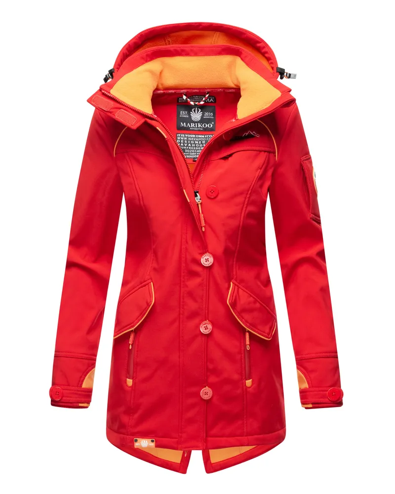 NAVAHOO Softshelljacke mit abnehmbarer Kapuze, wasserdicht - Rot Rot