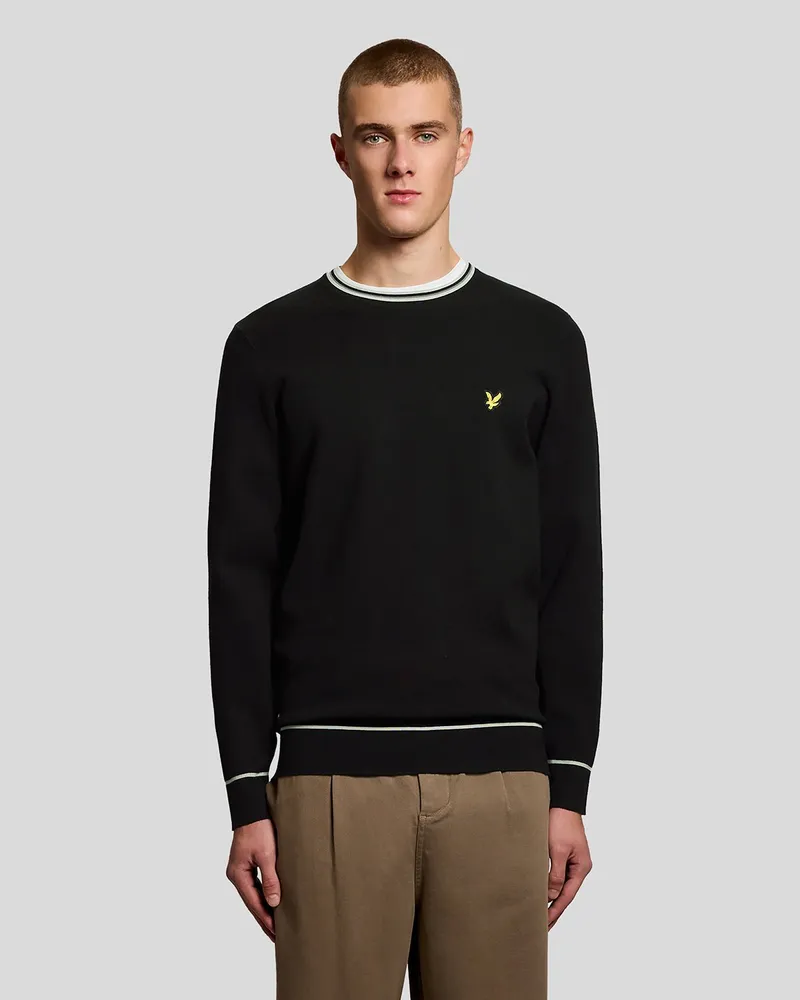 Lyle & Scott Besatz Strickpullover mit Rundhalsausschnitt Schwarz