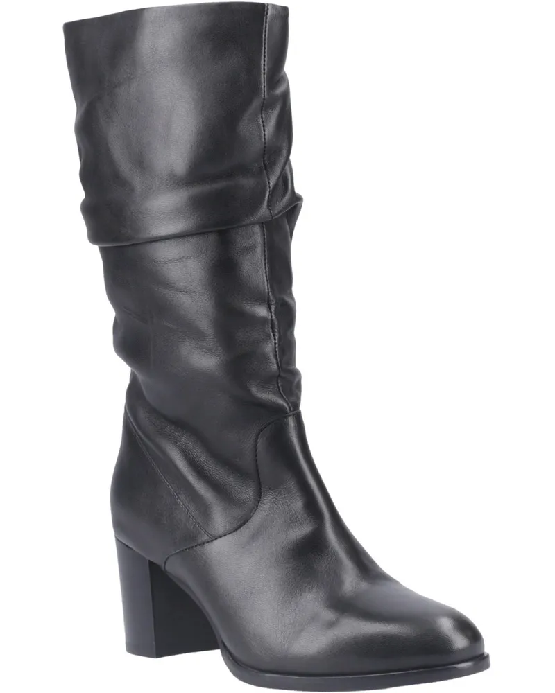 Hush Puppies Cosima kniehohe Stiefel aus Leder mit hohem Absatz, Damen - Schwarz Schwarz
