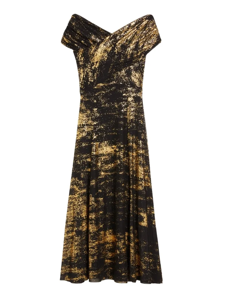 Ted Baker Schwarzes Midikleid Von  Serinha Bardot Mit Folienprint Schwarz