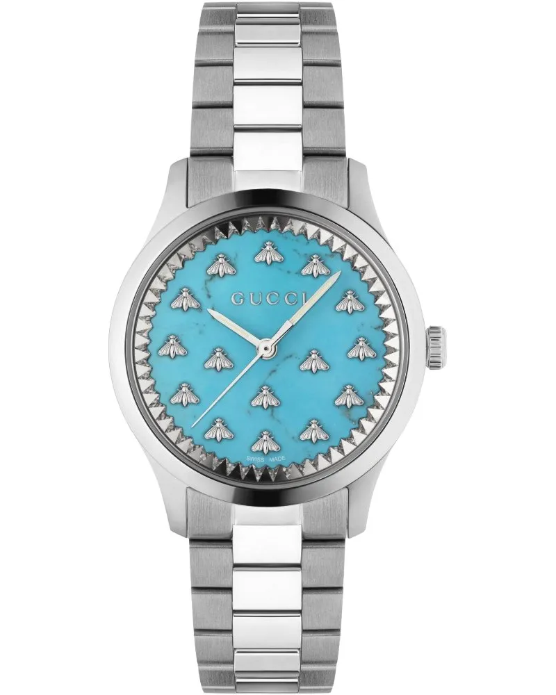 Gucci YA1265044 G-Timeless Unisex-Uhr mit türkisfarbenem Zifferblatt - Silber Silber