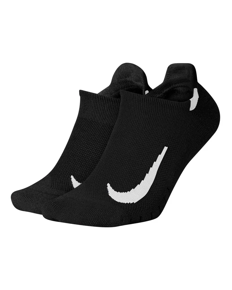 Nike Multiplier" No-Show-Socken für Herren/Damen Unisex, Laufen (2er-Pack) (Schwarz/Weiß Schwarz