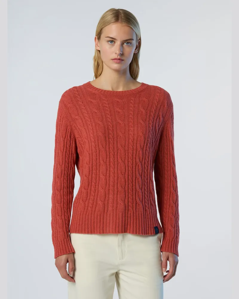 North Sails Pullover Zopfstrick mit Rundhalsausschnitt Rosa