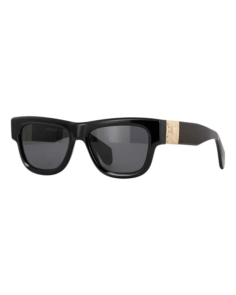Palm Angels Merrill" Golddetail-Sonnenbrille für Herren, Rechteckig (Schwarz/Dunkelgrau Schwarz